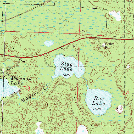 Topographic Map of Stag Lake, WI