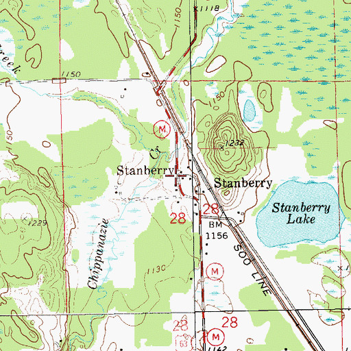 Topographic Map of Stanberry, WI