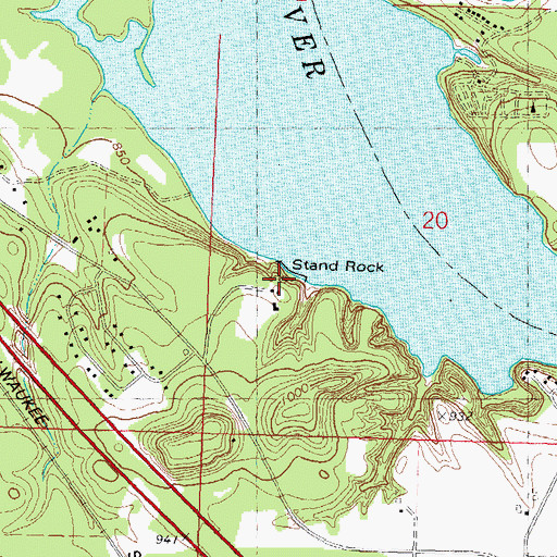 Topographic Map of Stand Rock, WI