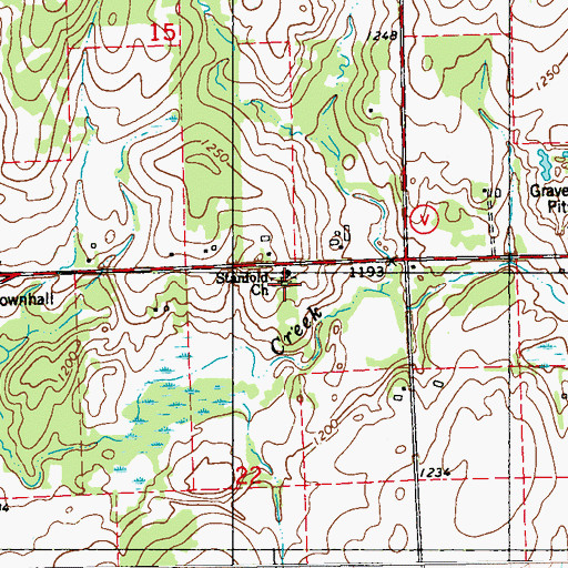 Topographic Map of Stanfold Lutheran Church, WI