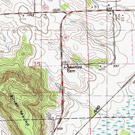 Topographic Map of Stanford Cemetery, WI