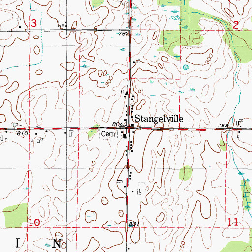 Topographic Map of Stangelville, WI