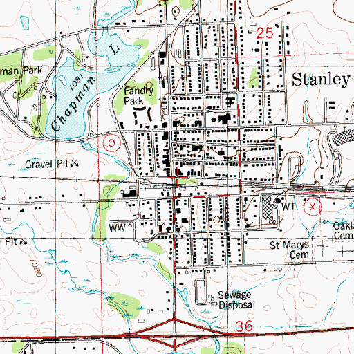 Topographic Map of Stanley, WI