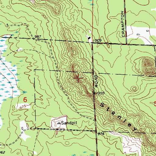 Topographic Map of Stanley Hill, WI