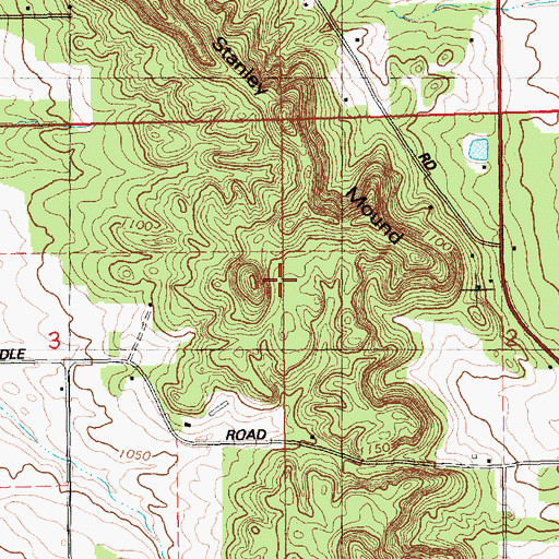 Topographic Map of Stanley Mound, WI