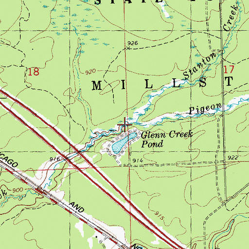 Topographic Map of Stanton Creek, WI