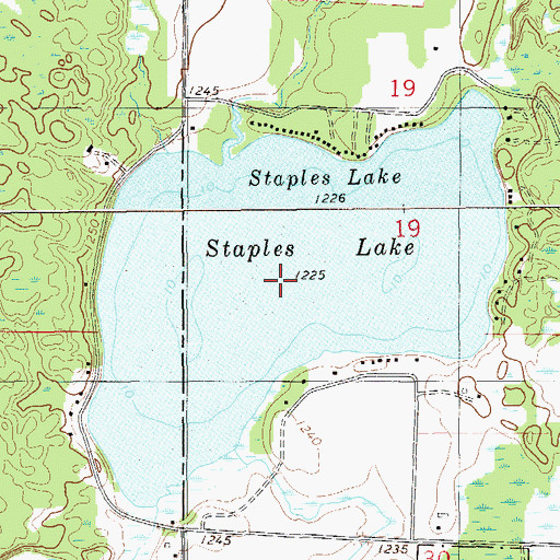 Topographic Map of Staples Lake, WI