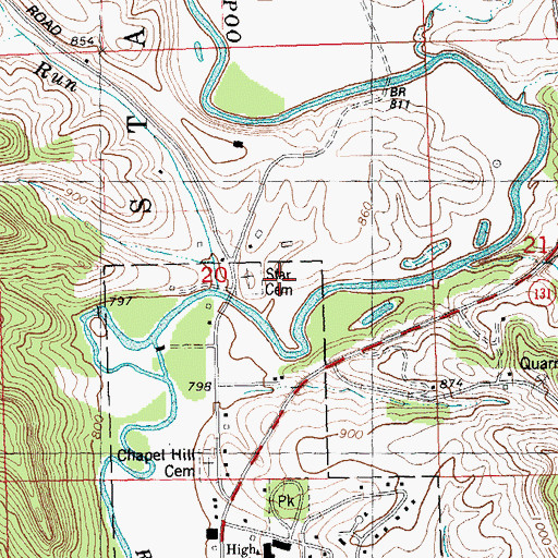 Topographic Map of Star Cemetery, WI