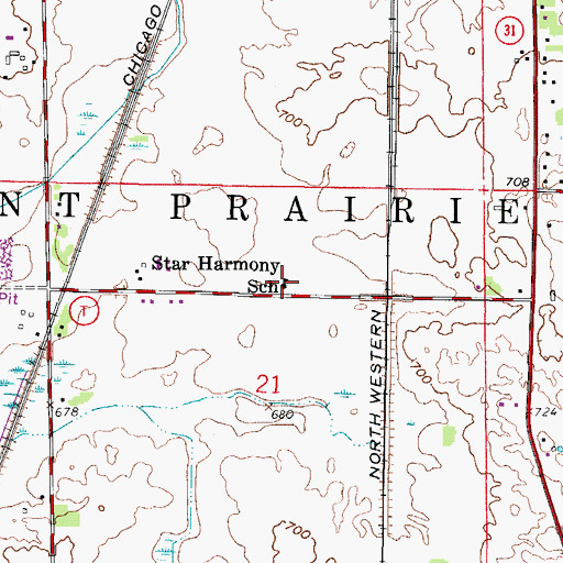 Topographic Map of Star Harmony School, WI