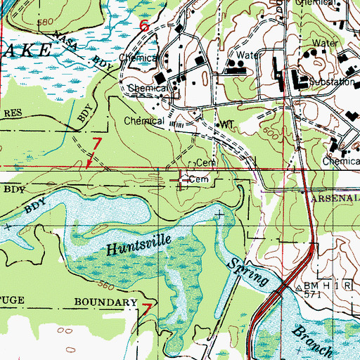 Topographic Map of Lanier Cemetery, AL