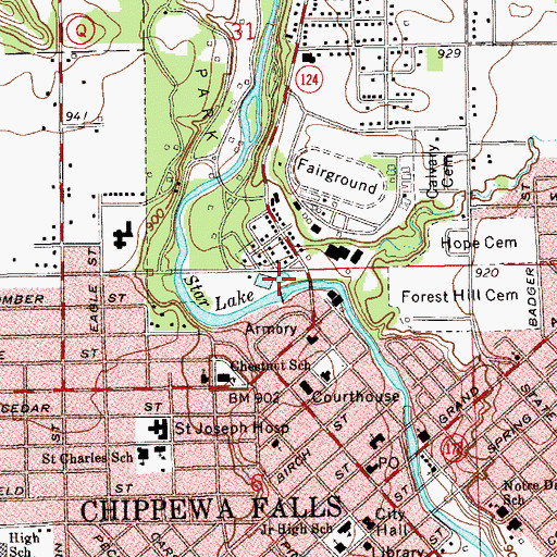 Topographic Map of Star Lake, WI