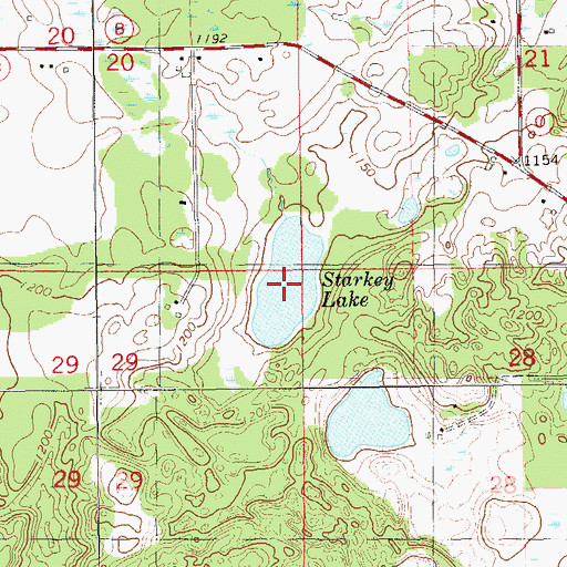 Topographic Map of Starkey Lake, WI