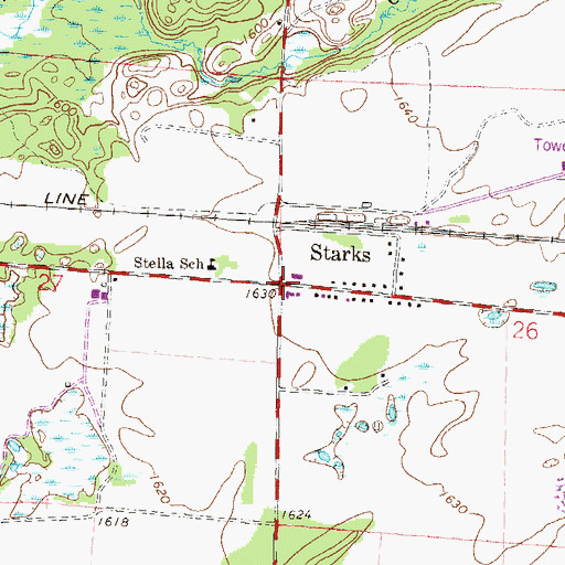 Topographic Map of Starks, WI