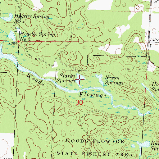 Topographic Map of Starks Springs, WI