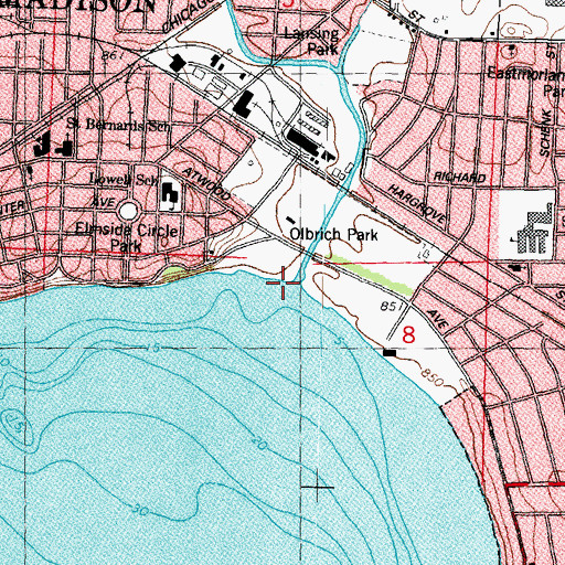 Topographic Map of Starkweather Creek, WI