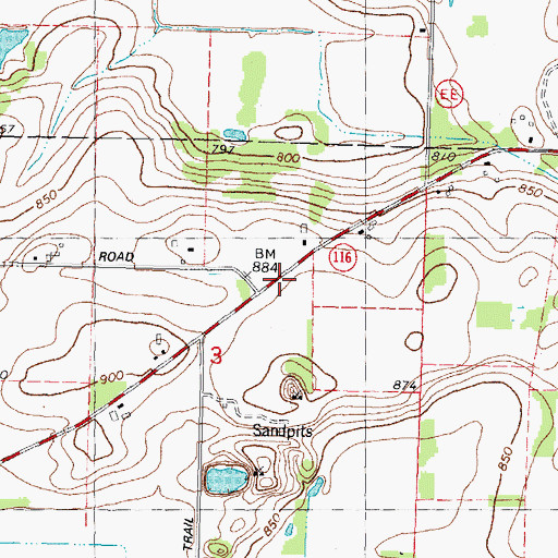 Topographic Map of Starr School (historical), WI