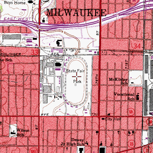Topographic Map of State Fair Park, WI