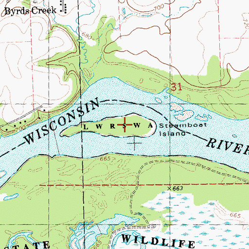 Topographic Map of Steamboat Island, WI