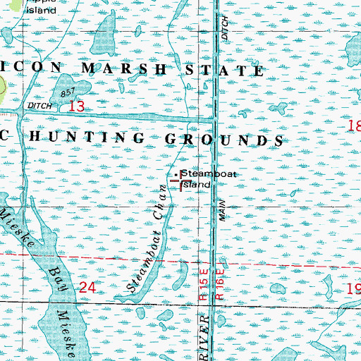 Topographic Map of Steamboat Island, WI