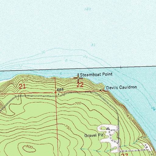 Topographic Map of Steamboat Point, WI