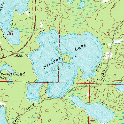 Topographic Map of Stearns Lake, WI