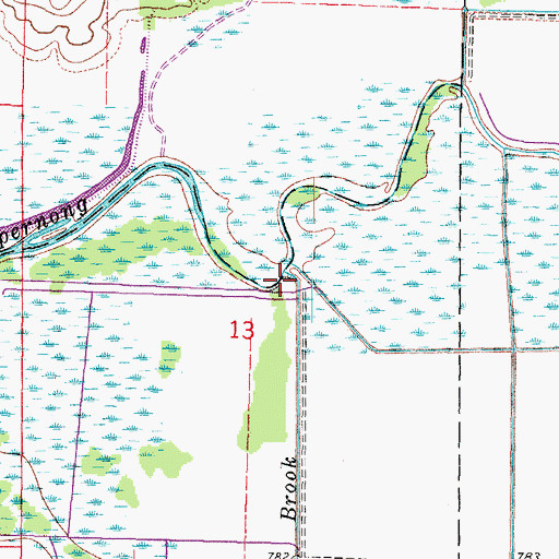 Topographic Map of Steel Brook, WI