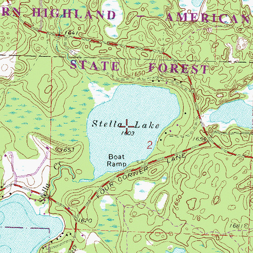 Topographic Map of Stella Lake, WI