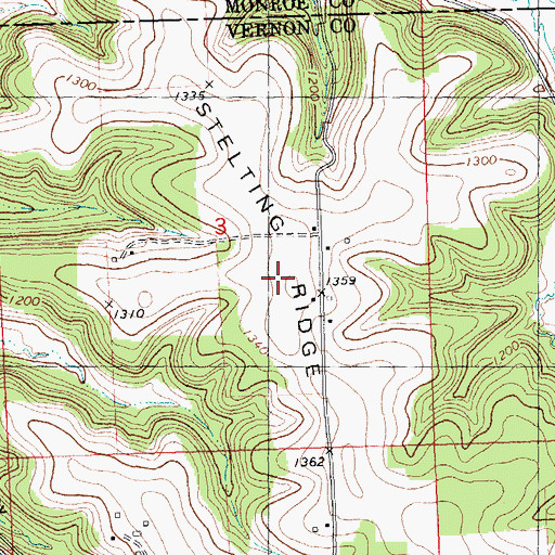Topographic Map of Stelting Ridge, WI