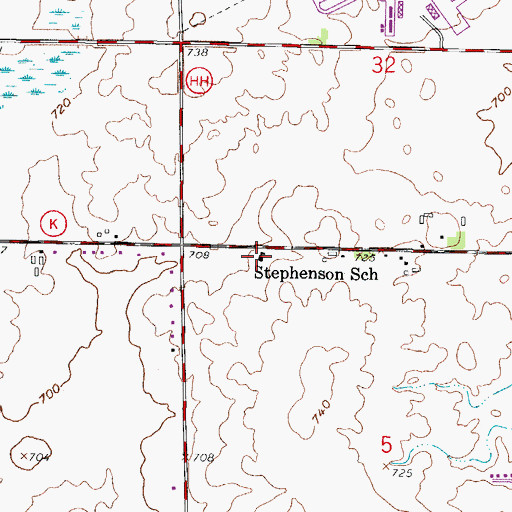 Topographic Map of Stephenson School, WI