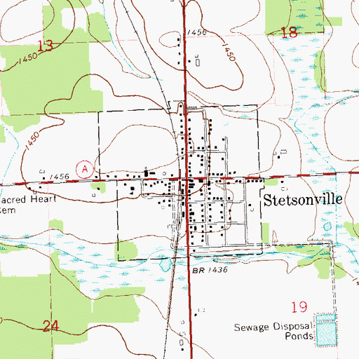 Topographic Map of Stetsonville, WI