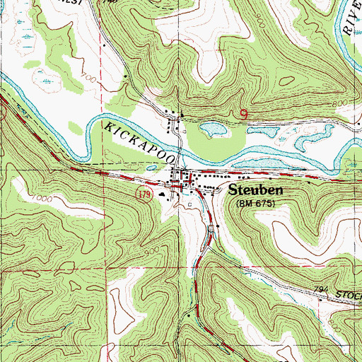 Topographic Map of Steuben, WI