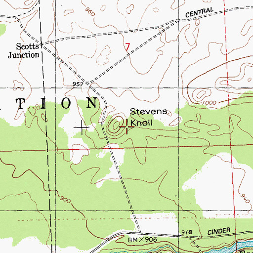 Topographic Map of Stevens Knoll, WI