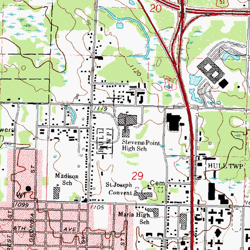 Topographic Map of Stevens Point Area Senior High School, WI