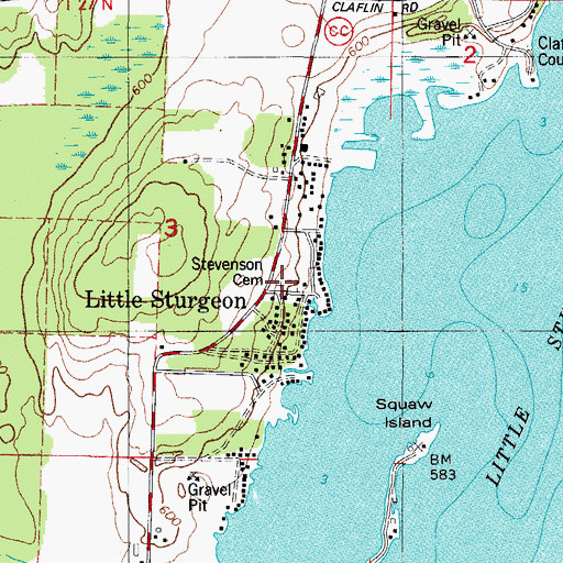 Topographic Map of Stevenson Cemetery, WI