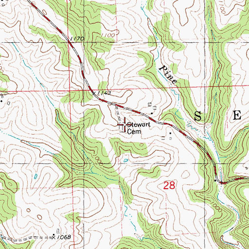 Topographic Map of Stewart Cemetery, WI