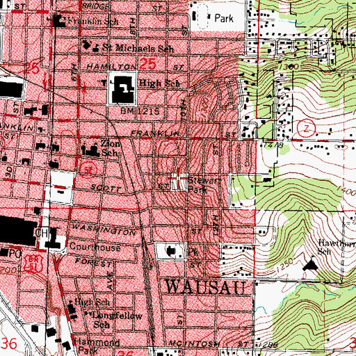 Topographic Map of Stewart Park, WI