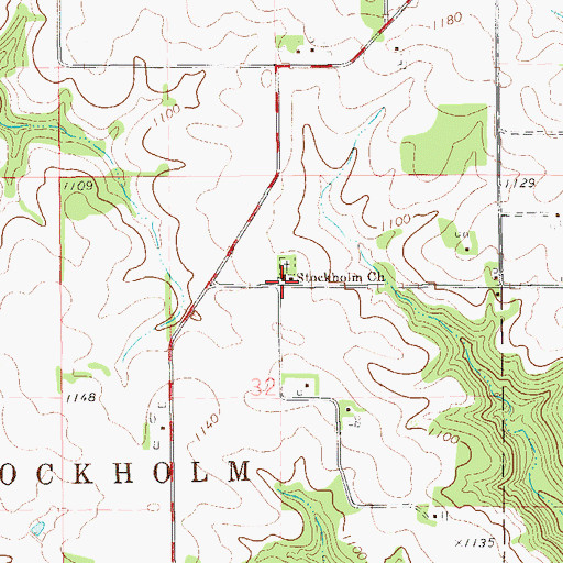 Topographic Map of Stockholm Church, WI