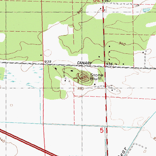 Topographic Map of Stone Bluff, WI