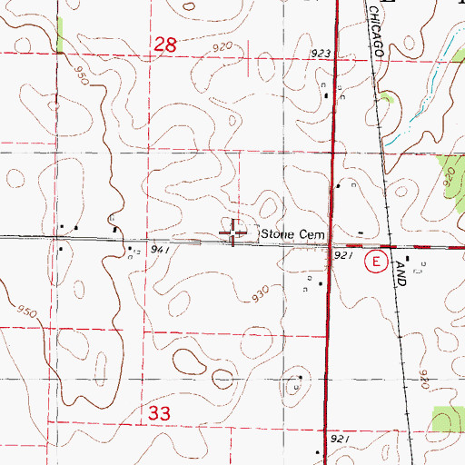 Topographic Map of Stone Cemetery, WI