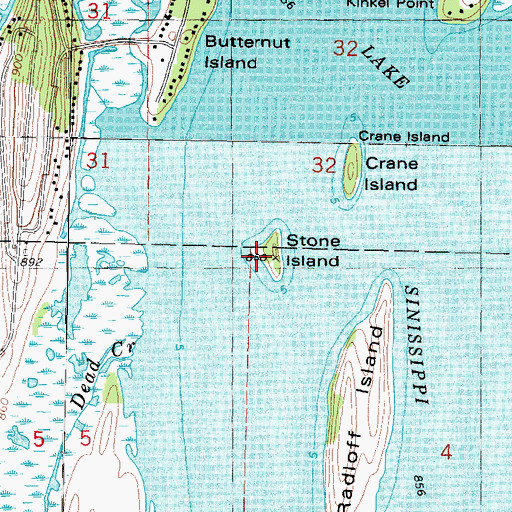 Topographic Map of Stone Island, WI