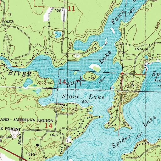 Topographic Map of Stone Lake, WI