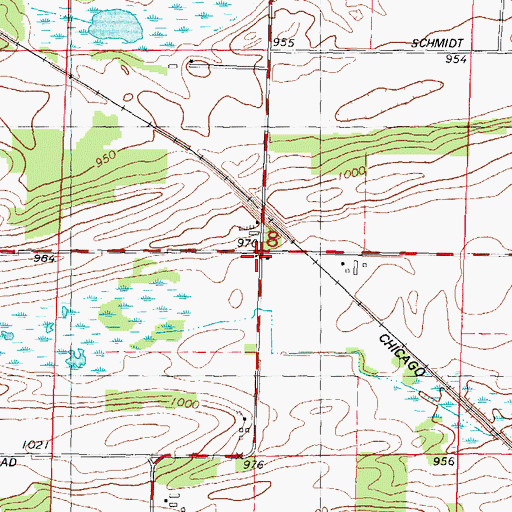 Topographic Map of Stone School, WI