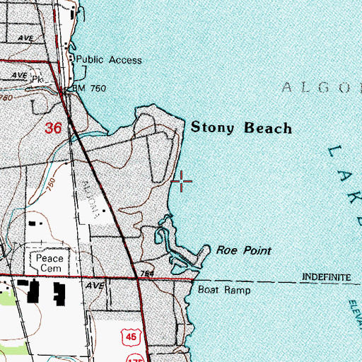 Topographic Map of Stony Beach, WI