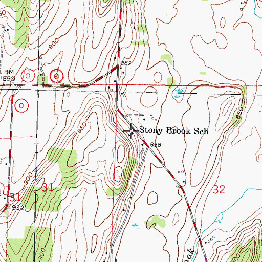 Topographic Map of Stony Brook School, WI