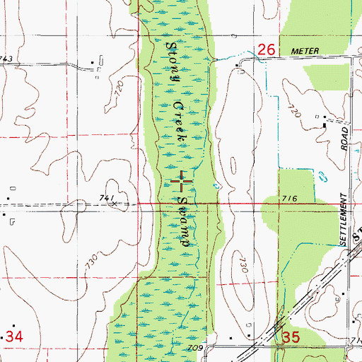 Topographic Map of Stony Creek Swamp, WI