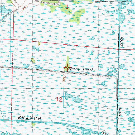 Topographic Map of Stony Island, WI