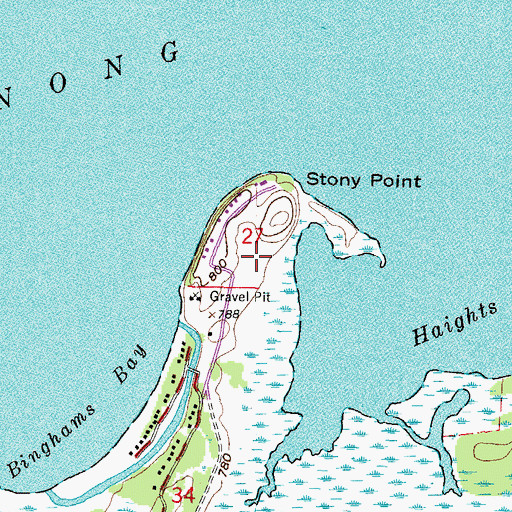 Topographic Map of Stony Point, WI