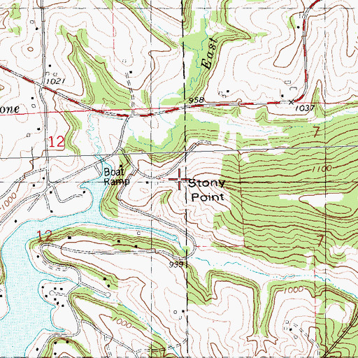 Topographic Map of Stony Point, WI