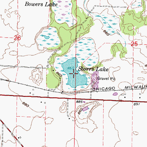 Topographic Map of Storrs Lake, WI