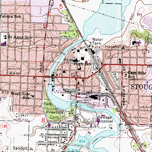Topographic Map of Stoughton, WI